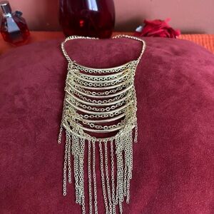 Vintage BCBGMaxAzria Gold Layered Fringe Necklace